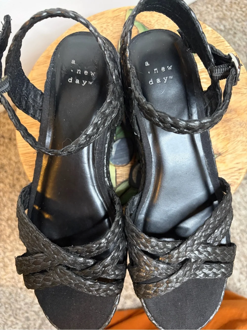 Woven Black Platform Sandals - Women’s 7.5